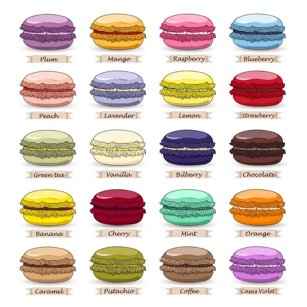 Macaron Dolci Francesi Può Essere Utilizzato Menu Nell Industria Alimentare — Vettoriale Stock