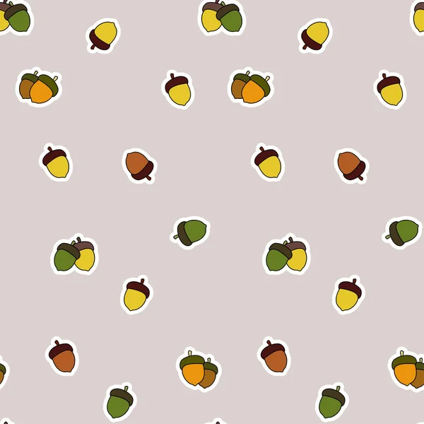 Fond Automne Forêt Sticker Acorns Modèle Dans Swatch — Image vectorielle