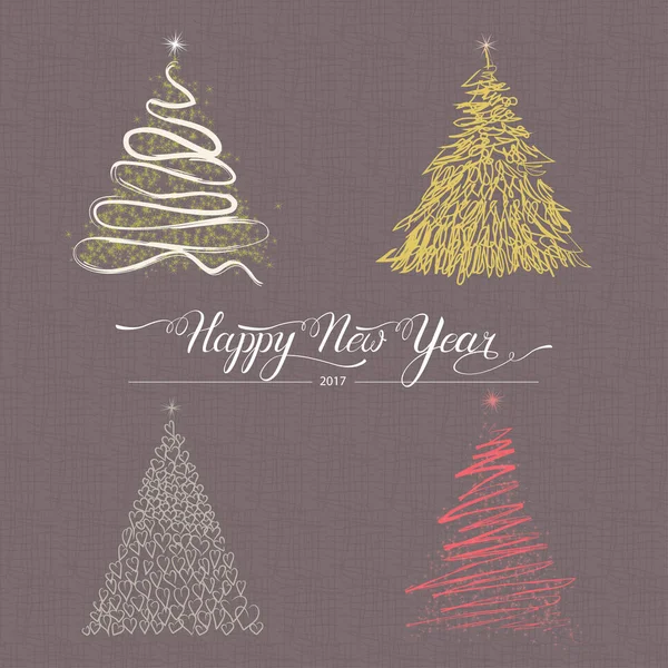 Moderne Abstracte Happy New Year Bomen Achtergrond Wenskaart Voor Wintervakantie — Stockvector