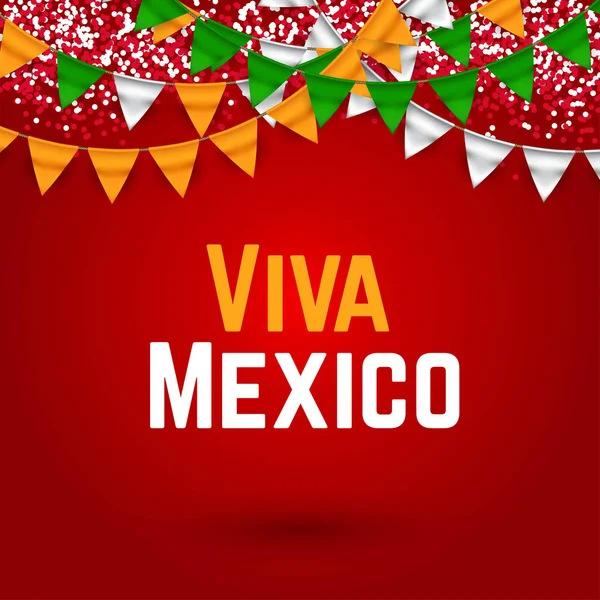 Viva México Fiesta Tradicional Frases Mexicanas Con Ilustración Vectores Banderas — Vector de stock