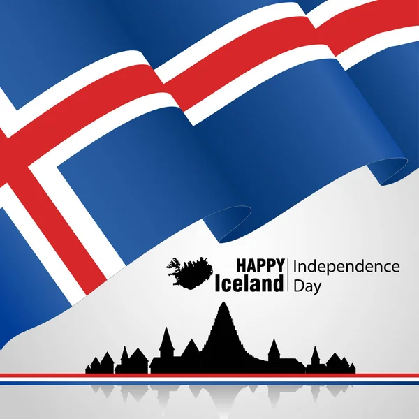 Dag Van Onafhankelijkheid Van Vlag Van Ijsland Ijslandse Vlag Briefkaart — Stockvector
