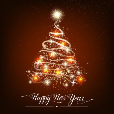 Mutlu yeni yıl stilize dekoratif köknar ağacı