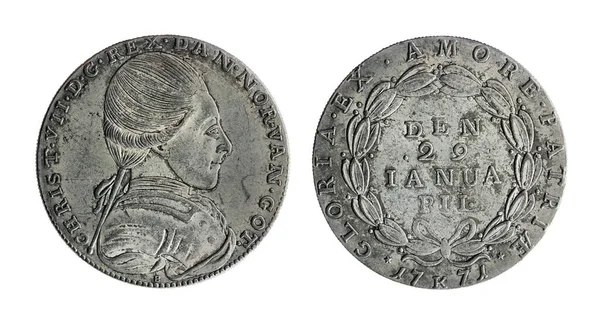 Kopia Danska Kronan Silvermynt Christian Vii Kung Danmark Och Norge — Stockfoto