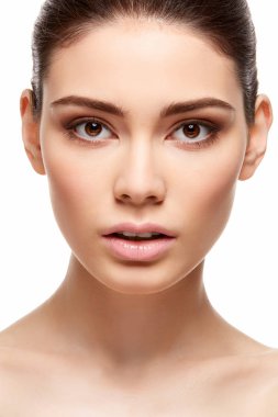 kız çıplak pembe ruj beyaz izole