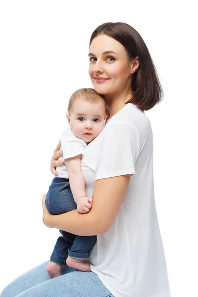 Beautiful young mother with toddler baby boy — Stock Photo, Image