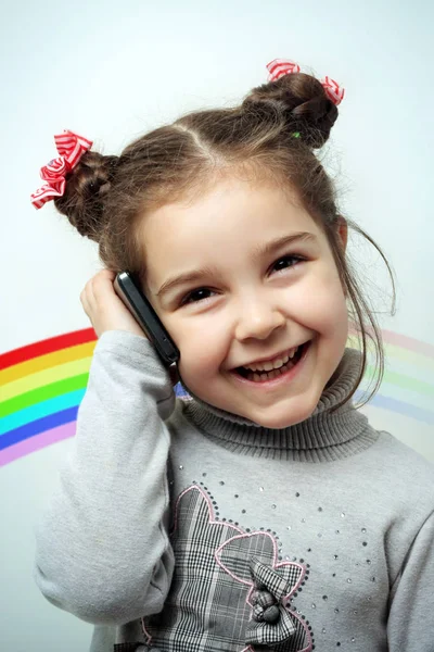 Little Girl Mobile Phone — Stock Photo, Image