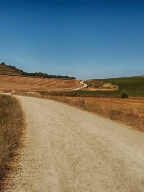 Bir st james yolu sahne yönde Santiago de Compostela İspanya için yol