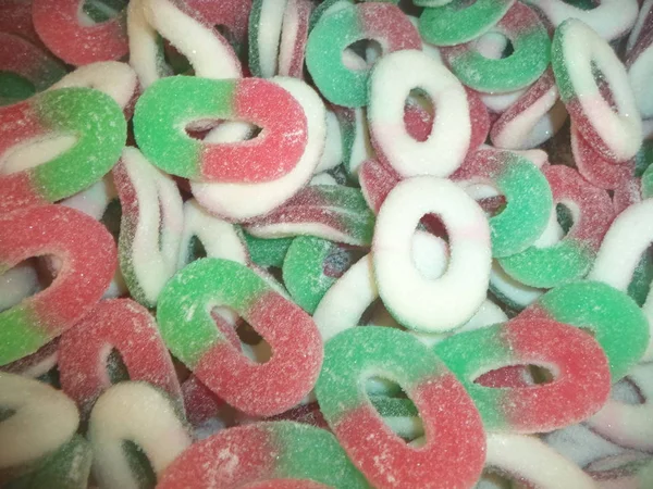 Kolorowe Słodkie Pierścienie Gummy — Zdjęcie stockowe