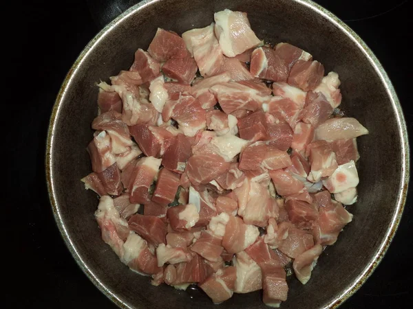 Rohes Fleisch Zum Braten Der Pfanne — Stockfoto