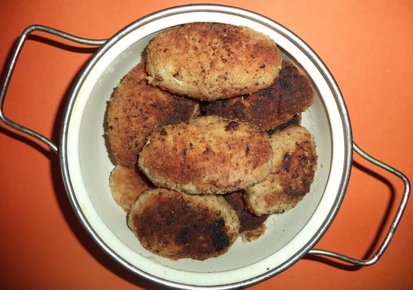 Costeletas Fritas Frescas Uma Panela — Fotografia de Stock