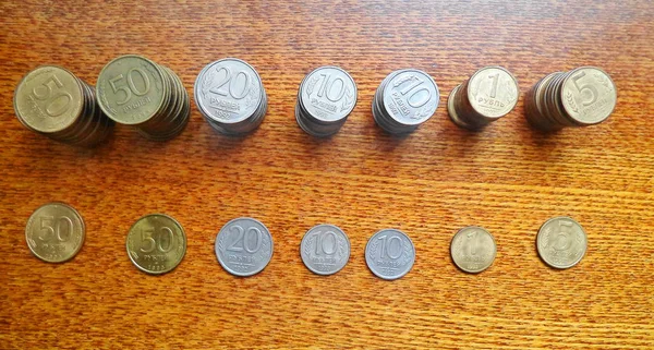 Piles Old Coins Table — Stock Photo, Image