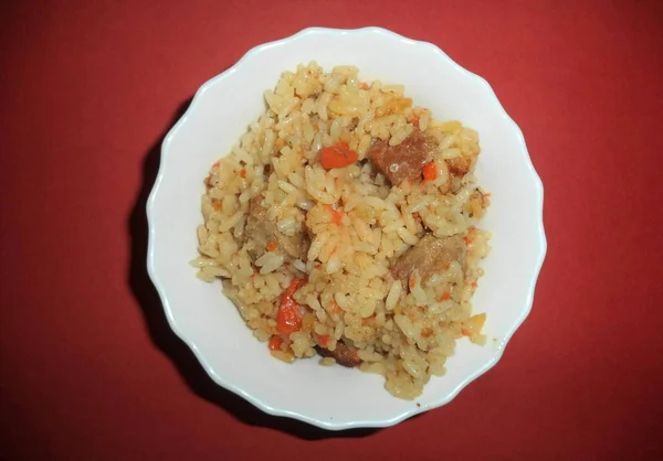 Pilaf Fresco Con Carne Verdure — Foto Stock