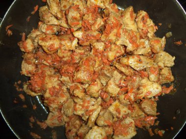 etli sebze bir tavada kızartma