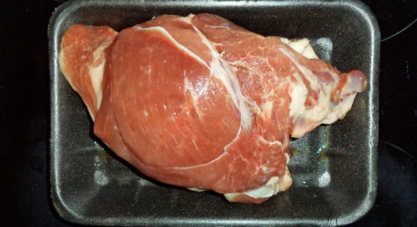 Frisches Stück Rohes Fleisch Schweineschinken — Stockfoto