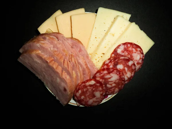 Sliced Sausage Ham Cheese Breakfast — Stock Photo, Image