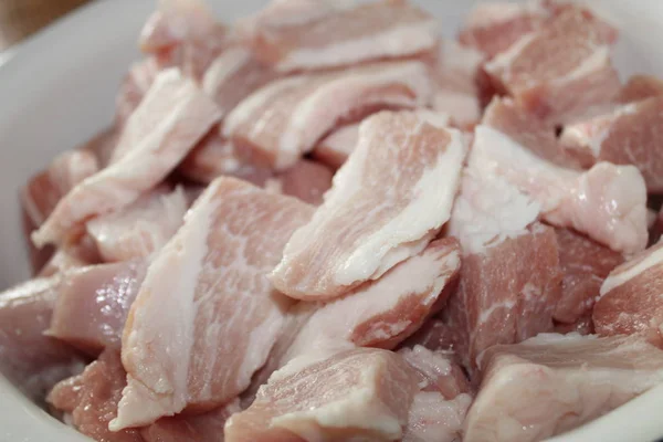 Frisches Rohes Schweinefleisch Scheiben — Stockfoto