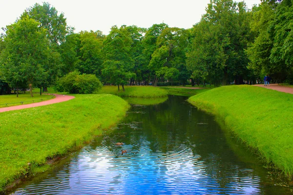 Pequeño Canal Fluvial Parque Verano Imágenes De Stock Sin Royalties Gratis