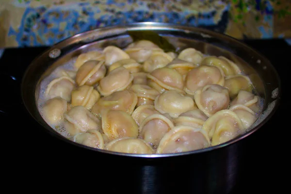 Dumplings Cooked Pan Stove — Stock Photo, Image