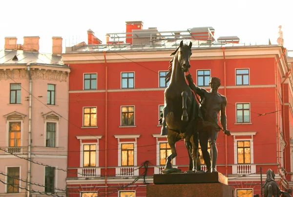 Petersburg Binaların Arka Planda Anıt — Stok fotoğraf