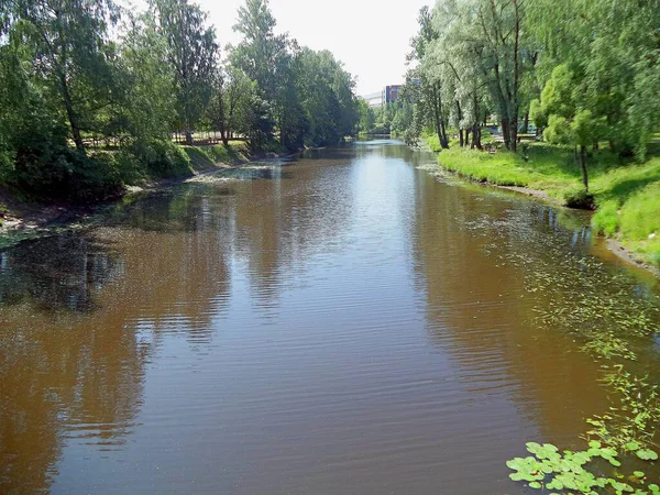 Utsikt Från Bron Över Floden Soligt Väder — Stockfoto