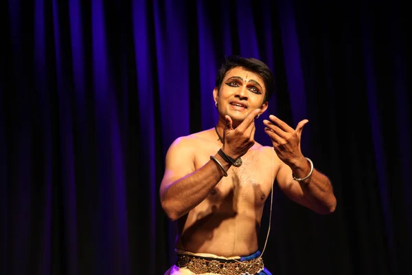 stock image A male bharatnatyam dancer performs on October 27,2019 at Shukra hall,Bengaluru