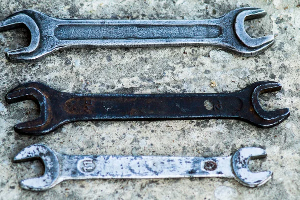 Set of wrench handy industrial tool sold keys in a mechanical workshop handy tool