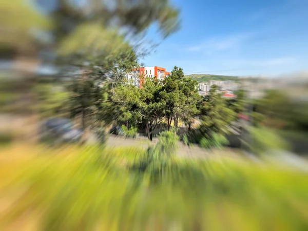 Tavaszi fák homályos. Absztrakt motion blur effekt. — Stock Fotó
