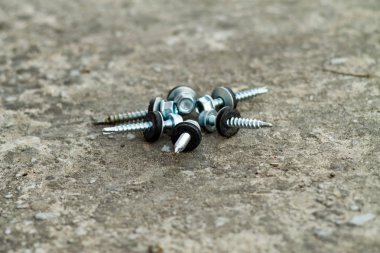 Çinko kaplama Sunta vidaları Havşabaş başkanları ile hafif bir arka plan üzerinde bir daire closeup büyüğe