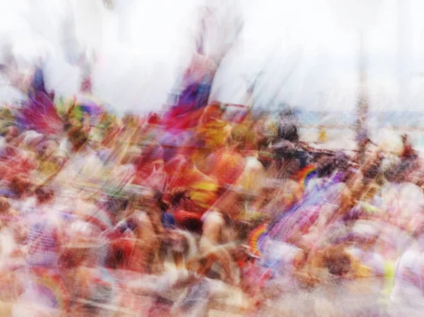 Gay Pride Parade in Tel Aviv, abstracte Bewegingsvervaging effect. — Stockfoto