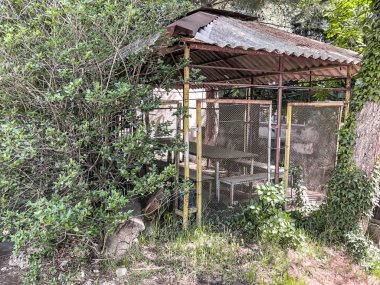 Arbor bir demir hedge tarafından çevrili bir konut binası avlusunda