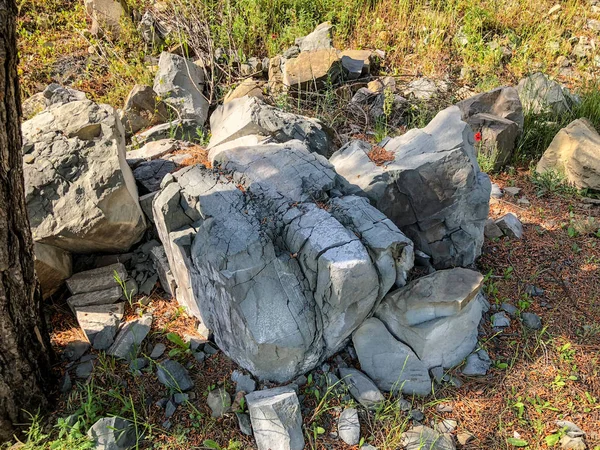 Zware stenen op de grond, Close up van natuurlijke steen textuur — Stockfoto