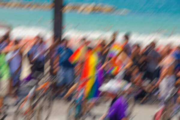 Парад гей-прайдов в Тель-Авиве, абстрактный эффект размытия движения
.