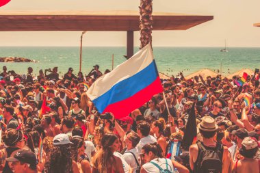 TEL AVIV, ISRAEL- 8 Haziran 2018: Tel Aviv 'de Gay Onur Yürüyüşü, İsrail.