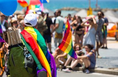 TEL AVIV, ISRAEL- 8 Haziran 2018: Tel Aviv 'de Gay Onur Yürüyüşü, İsrail.