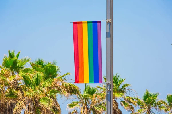 Gay rainbow flag on Pride Parade in Israel — Stock Photo, Image