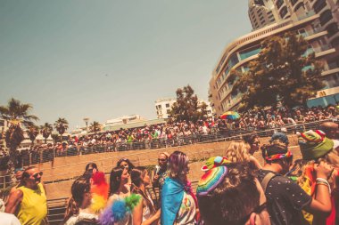 TEL AVIV, ISRAEL- 8 Haziran 2018: Tel Aviv 'de Gay Onur Yürüyüşü, İsrail.