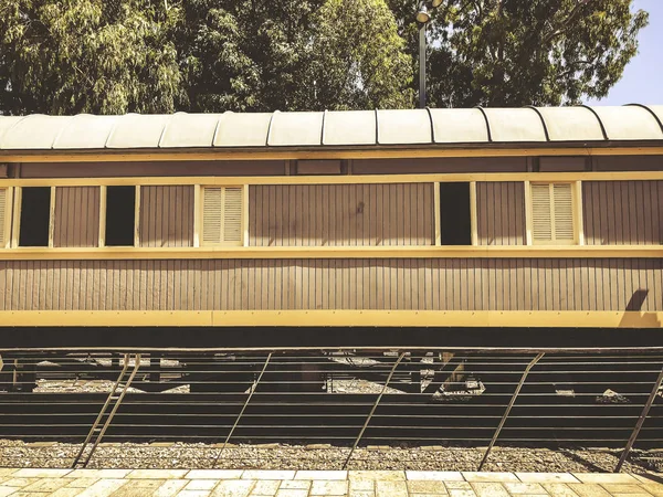 Overview of the rails and a wagon, in the old train station in Tel Aviv, Israel — Stock Photo, Image