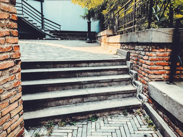 Beautiful stone steps on a sunny day in Tbilisi