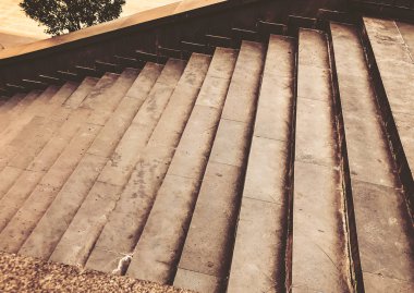 Güneşli bir günde güzel taş basamaklar Tiflis