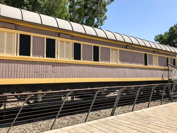 Overview of the rails and a wagon, in the old train station in Tel Aviv, Israel — Stock Photo, Image