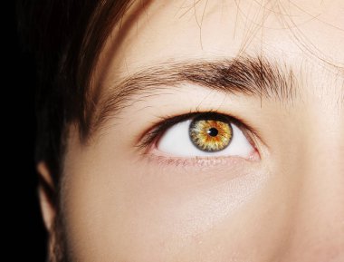 Güzel, anlayışlı bir adam bakışı. Yakın çekim..