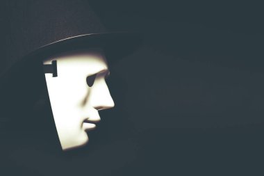 Şapkalı beyaz insan maske