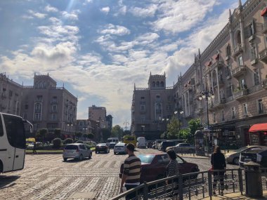 Tiflis, Gürcistan - 20 Eylül 2018: Tiflis görünümü kasaba, Marjanishvili st. Gürcistan'ın başkenti.