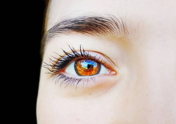 Un hermoso ojo de mujer mirada perspicaz. Primer plano.. — Foto de Stock