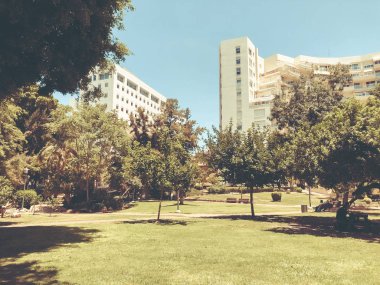  Rishon Le Zion, İsrail - 18 Haziran 2018: Rishon Le Zion, İsrail central Park'ta görünümünü.