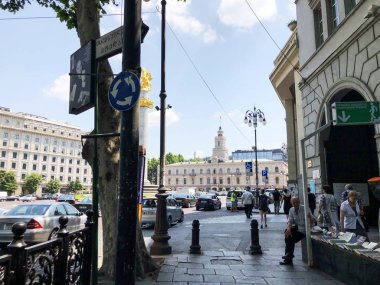 TBILISI, GEORGIA - 10 Temmuz 2018: Tiflis, Goergia 'daki Özgürlük Meydanı