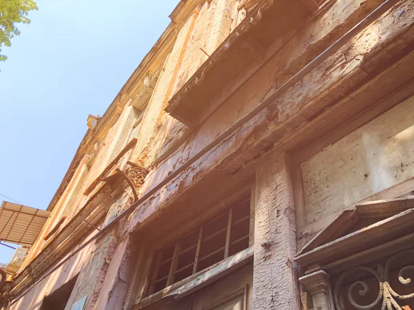 Old Tbilisi architecture, window and exterior decor in summer day