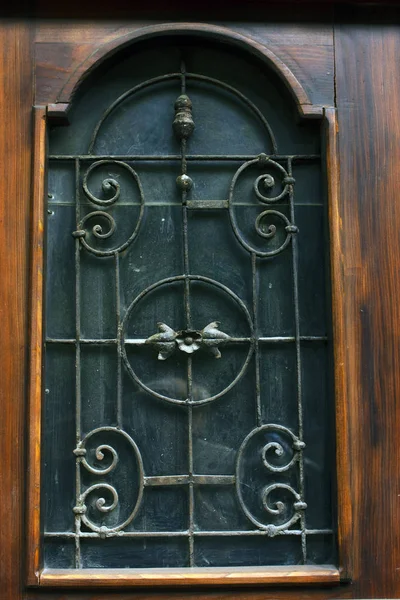 Old Tbilisi architecture,The entrance door and exterior decor in summer day