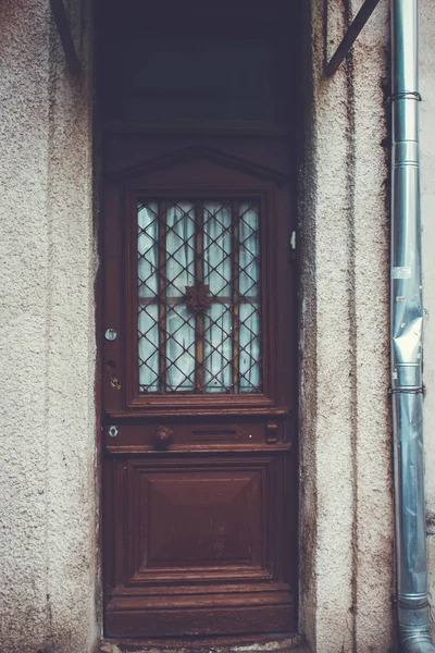 Old Tbilisi architecture,The entrance door and exterior decor in summer day