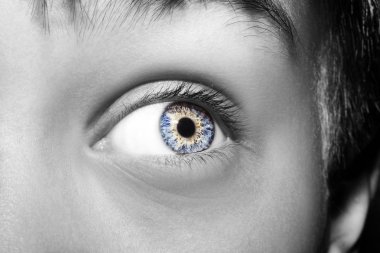 Bir güzel anlayışlı görünüm çocuğun göz. Atış kapatın.